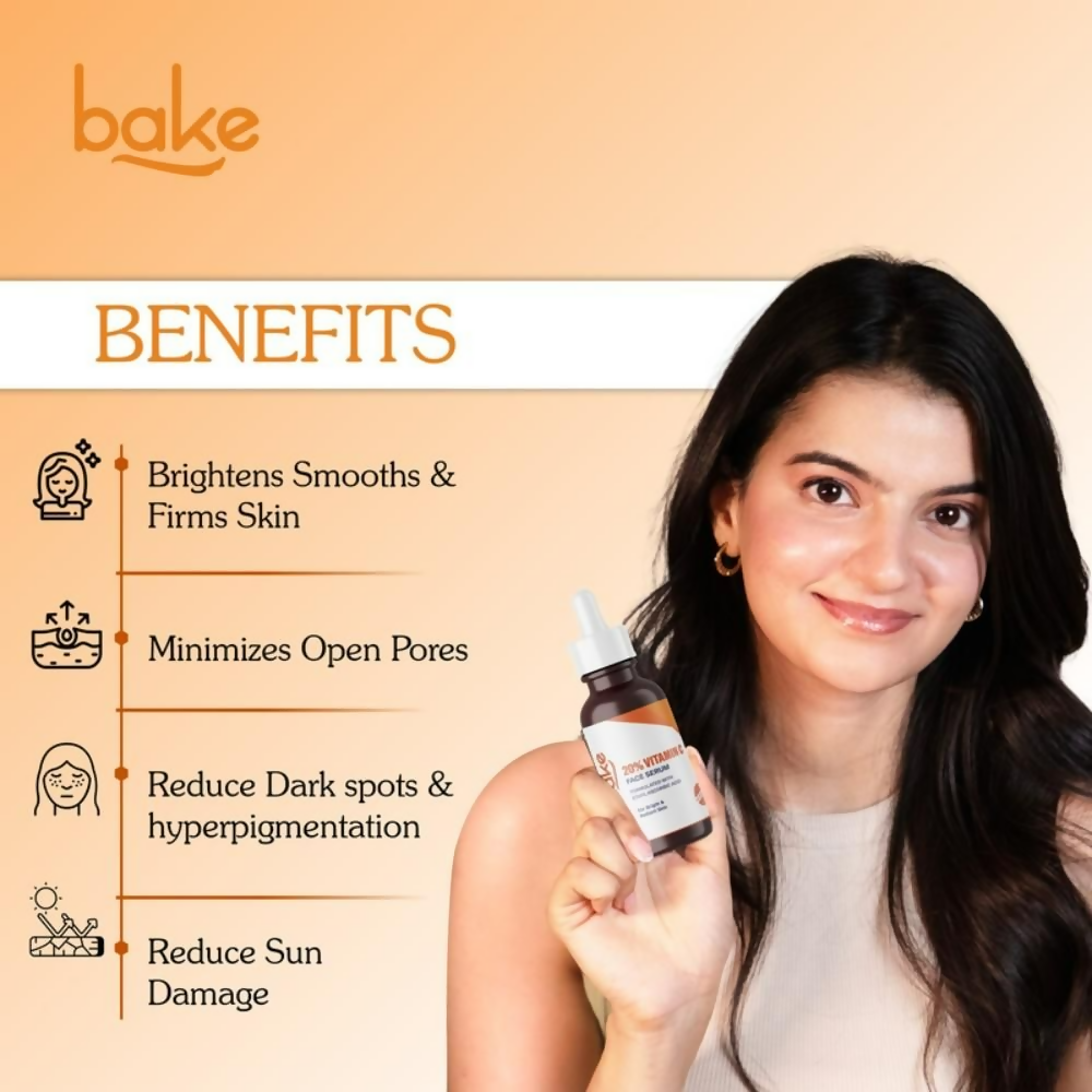 Bake 20% Vitamin C Face Serum With Ethyl Ascorbic Acid | Swadesiicart