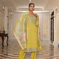 Jyoti Fashion Women's Light Yellow Cotton Silk Floral Print with Embroidered Kurta Set | Swadesiicart