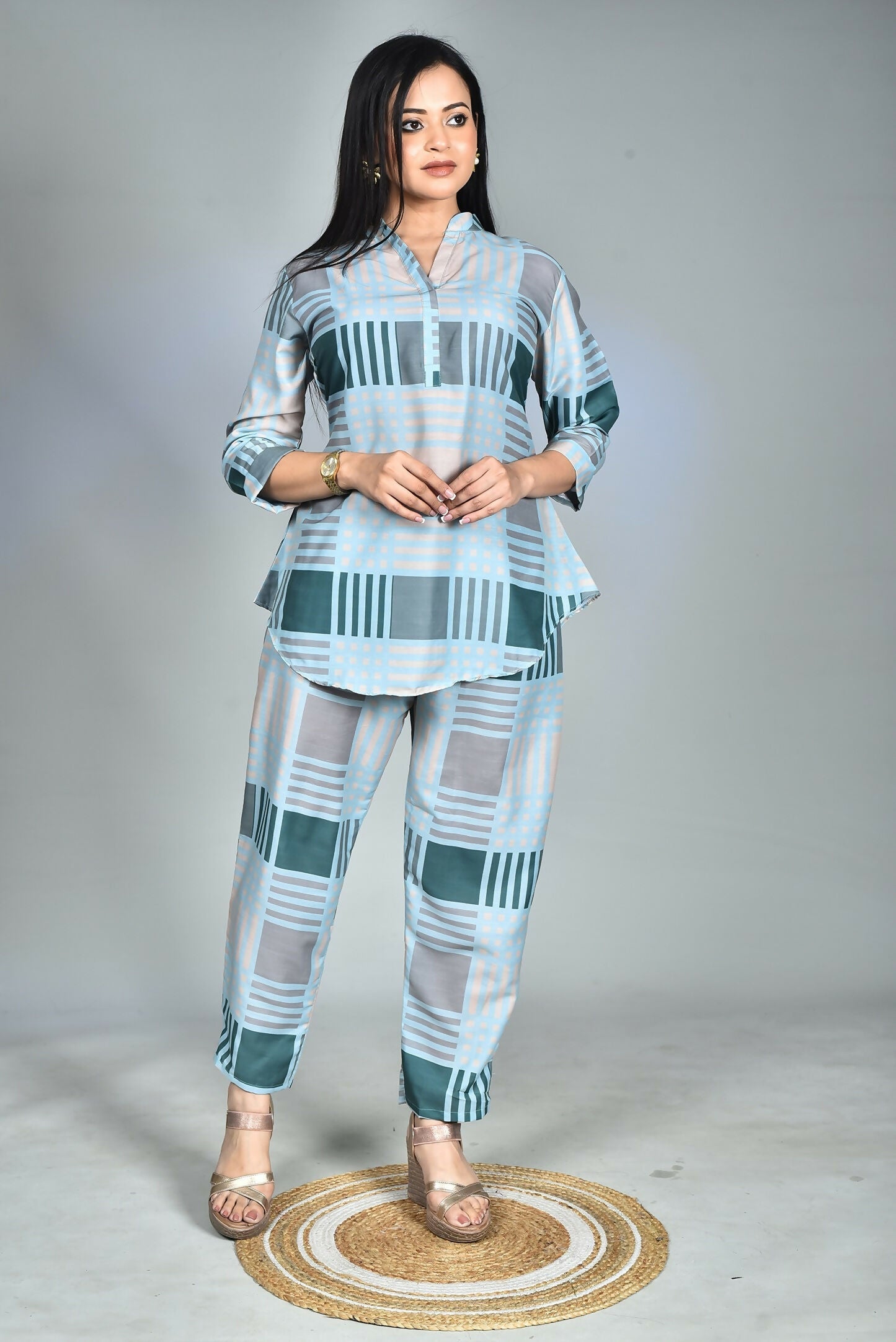 Morchari Digital Print Semi Muslin Co-Ord Set Top & Trouser-Multicolor - Swadesiicart