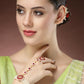 NVR Women's Red Gold-Polished Stone Studded Handcrafted Ring Bracelet - Swadesiicart