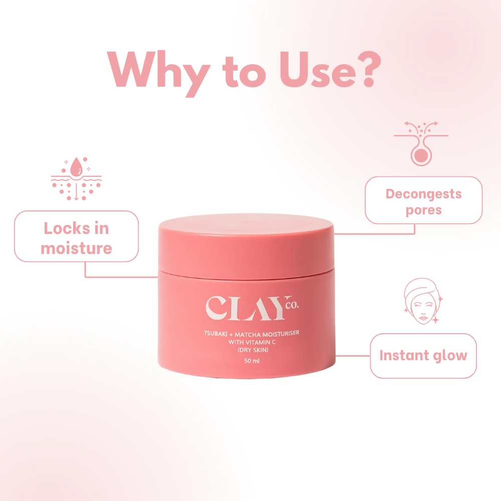 Clayco Tsubaki + Matcha Face Moisturizer With Vitamin C For Dry Skin | Swadesiicart