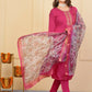 Red Viscose Chanderi Embroidered Stitched Suit With Dupatta - Tanisha | Swadesiicart