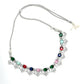 Mominos Fashion Johar Kamal Silver-Plated American Diamond Multi Colour Choker Set | Swadesiicart