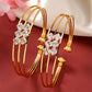 NVR Women's Set of 2 Gold-Polished CZ Stone-Studded Adjustable Bangles - Swadesiicart