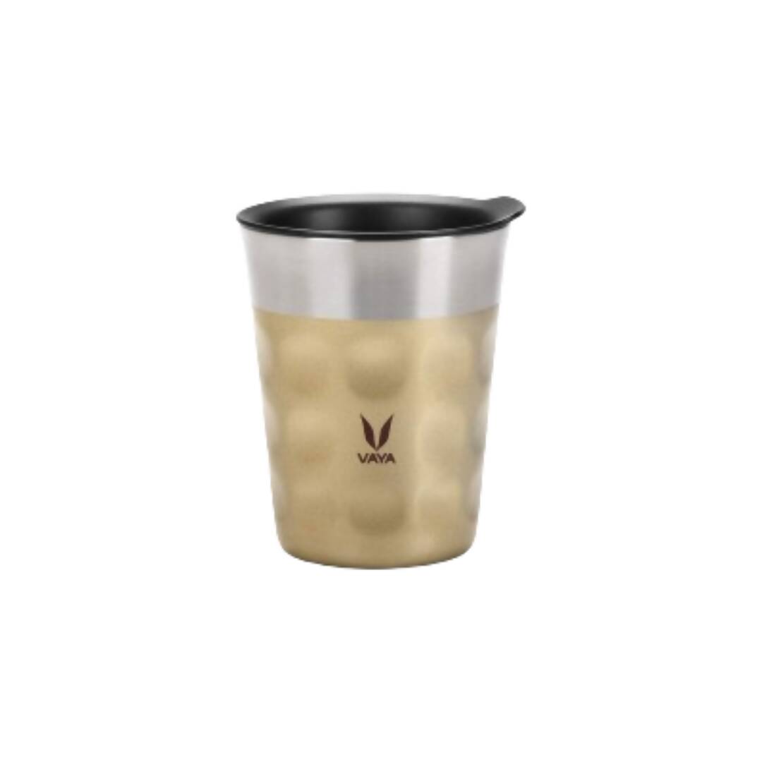 Vaya Popcup Insulated Coffee Mug Tumbler With Lid - 250 ml (Gold) | Swadesiicart