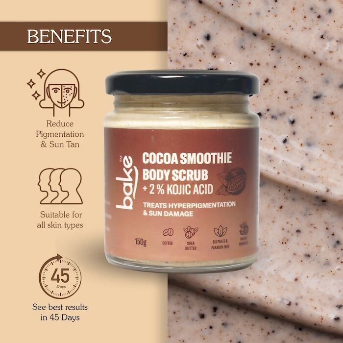 Bake 2% Kojic Acid Cocoa Smoothie Body Scrub | Swadesiicart