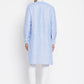 Even Apparels Blue Color Pure Cotton Men's Kurta With Contrast Collar And Placket | Swadesiicart