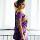 DEIANA'S Beautiful Designer Golden zari Soft Lichi Silk Saree - Purple - Swadesiicart
