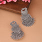 NVR Women Silver Toned Contemporary Drop Earrings | Swadesiicart