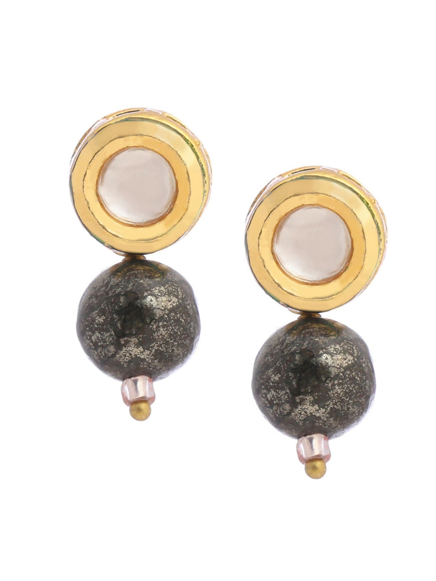 Ruby Raang Purple Pyrite Kundan Studs | Swadesiicart