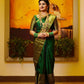 DEIANA'S Beautiful Designer Golden zari Soft Lichi Silk Saree - Green - Swadesiicart