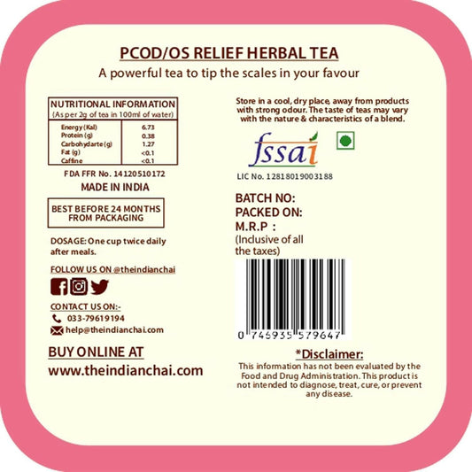 The Indian Chai - PCOS Relief Herbal Tea | Swadesiicart