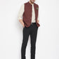 Even Apparels Maroon Merino Men Woven Nehru Jacket | Swadesiicart
