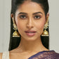 Nuyug 22K Gold-Plated Floral Jhumki Kundan Studded Kanauti Earrings | Swadesiicart