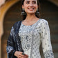 Juniper Women's Off White Rayon Floral Placement Kurta With Sharara And Dupatta Set | Swadesiicart