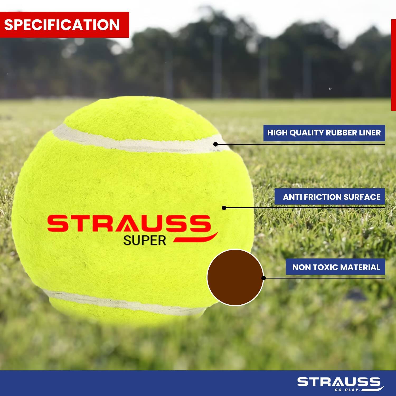 Strauss Cricket Tennis Balls - Yellow (Pack of 6) - Swadesiicart