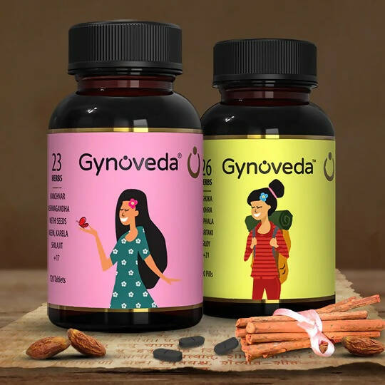 Gynoveda PCOS PCOD with Early Monthly Cycle Ayurvedic Tablets Combo | Swadesiicart