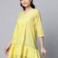Ahalyaa Women Yellow Cotton Printed Tunic | Swadesiicart