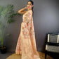 Joban Fashion Beige Floral Motifs Banarasi Silk Sarees | Swadesiicart