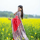 Vishnu Weaves Women's Red Soft Tussar Silk Saree with Blouse - Swadesiicart
