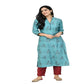 Lagi Women's Turquoise Blue Printed Straight Kurta & Pant (MC41A) | Swadesiicart
