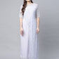 Ahalyaa Womens Blue Crepe & Net Silver Glitter Print Jumpsuit - Swadesiicart