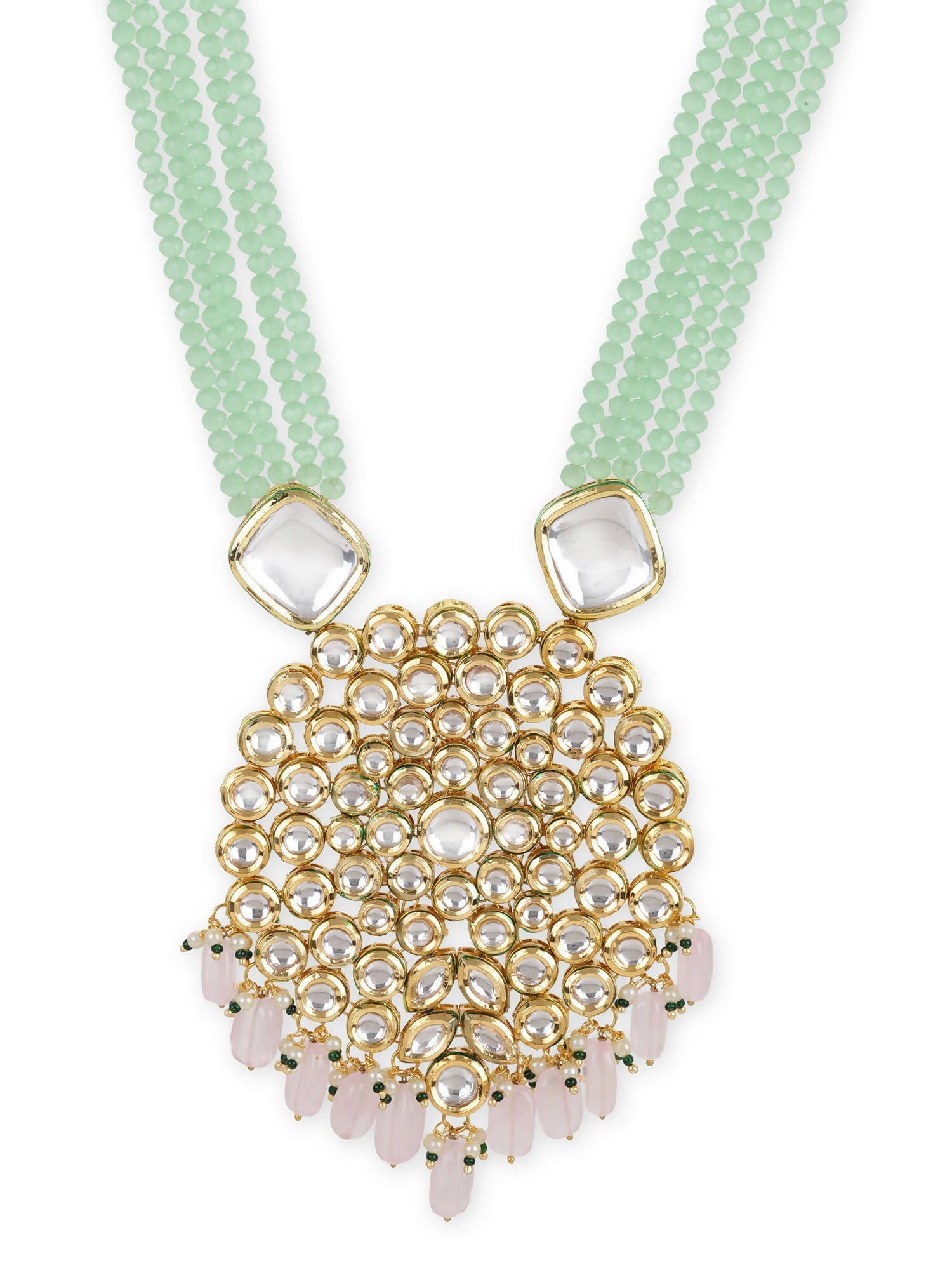 Gold-Toned Green Brass Gold-Polished Necklace - Ruby Raang | Swadesiicart