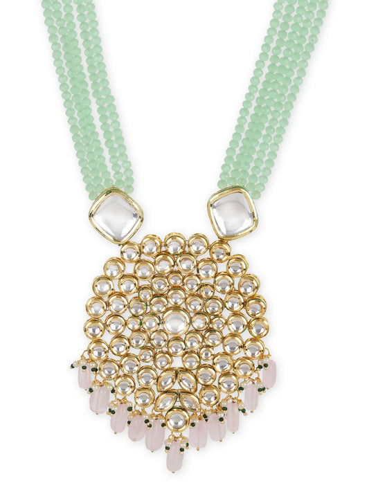 Gold-Toned Green Brass Gold-Polished Necklace - Ruby Raang | Swadesiicart