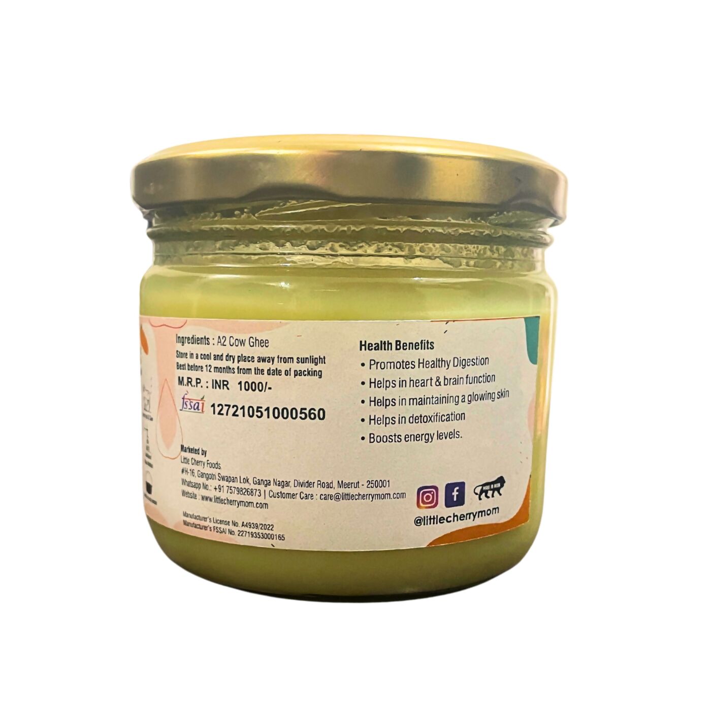 Littlecherrymom A2 Bilona Cow Ghee | Certified Pure Cow Ghee | Nutritious Organic Desi Ghee - Swadesiicart