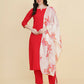 Designer Stylish Red rayon Stitched Suit With Dupatta - Tanisha | Swadesiicart