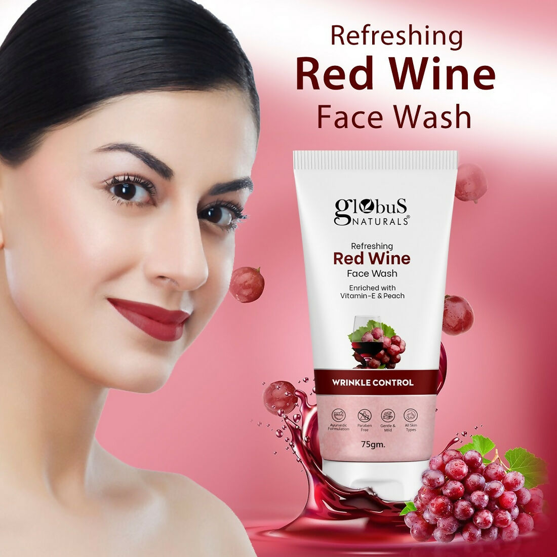 Globus Naturals Red Wine Hydrating Face Wash | Swadesiicart