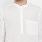 Even Apparels Pure Cotton Men's Kurta With Band Collar in White Color | Swadesiicart