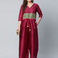 Ahalyaa Womens Burgundy crepe Printed Jumpsuit | Swadesiicart