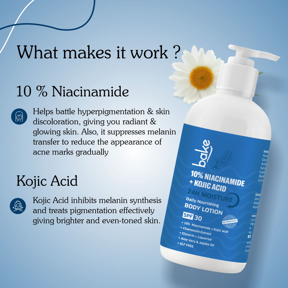 Bake 10% Niacinamide + Kojic Acid Body Lotion SPF 30 | Swadesiicart
