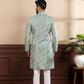 Blue Art Silk Digital Printed, Embroidery Work Kurta Set - Mahotsav