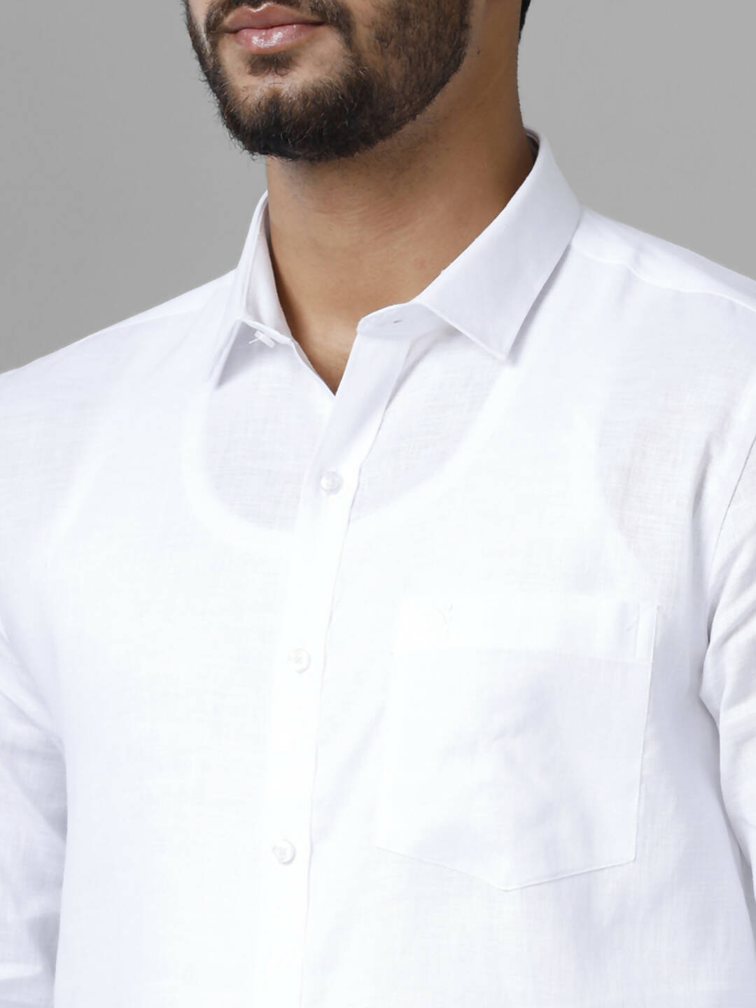 Ramraj Cotton Cotton Linen Full Sleeve White Shirt | Swadesiicart