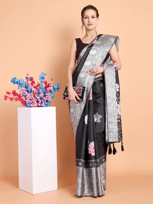 Vamsee Bhavi Black Georgette Saree - Swadesiicart