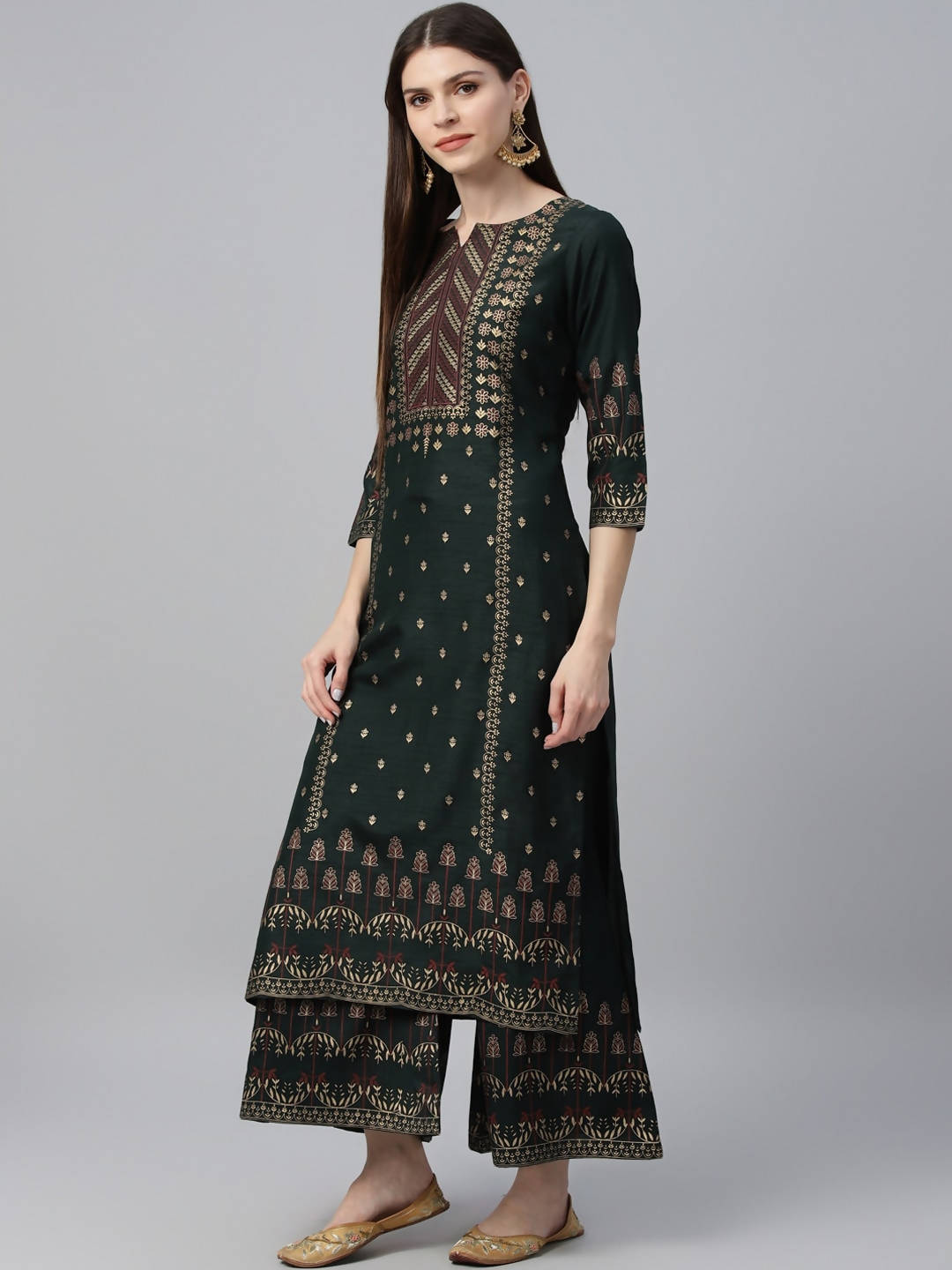 Cheera Printed Kurta Palazzo set (CH117KP) - Swadesiicart