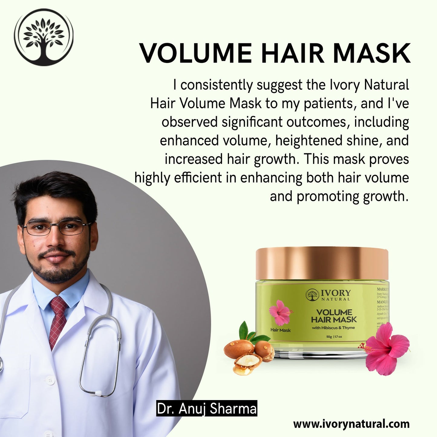 Ivory Natural Hair Volume Mask - Hair Volume And Length For Both Men & Women | Swadesiicart