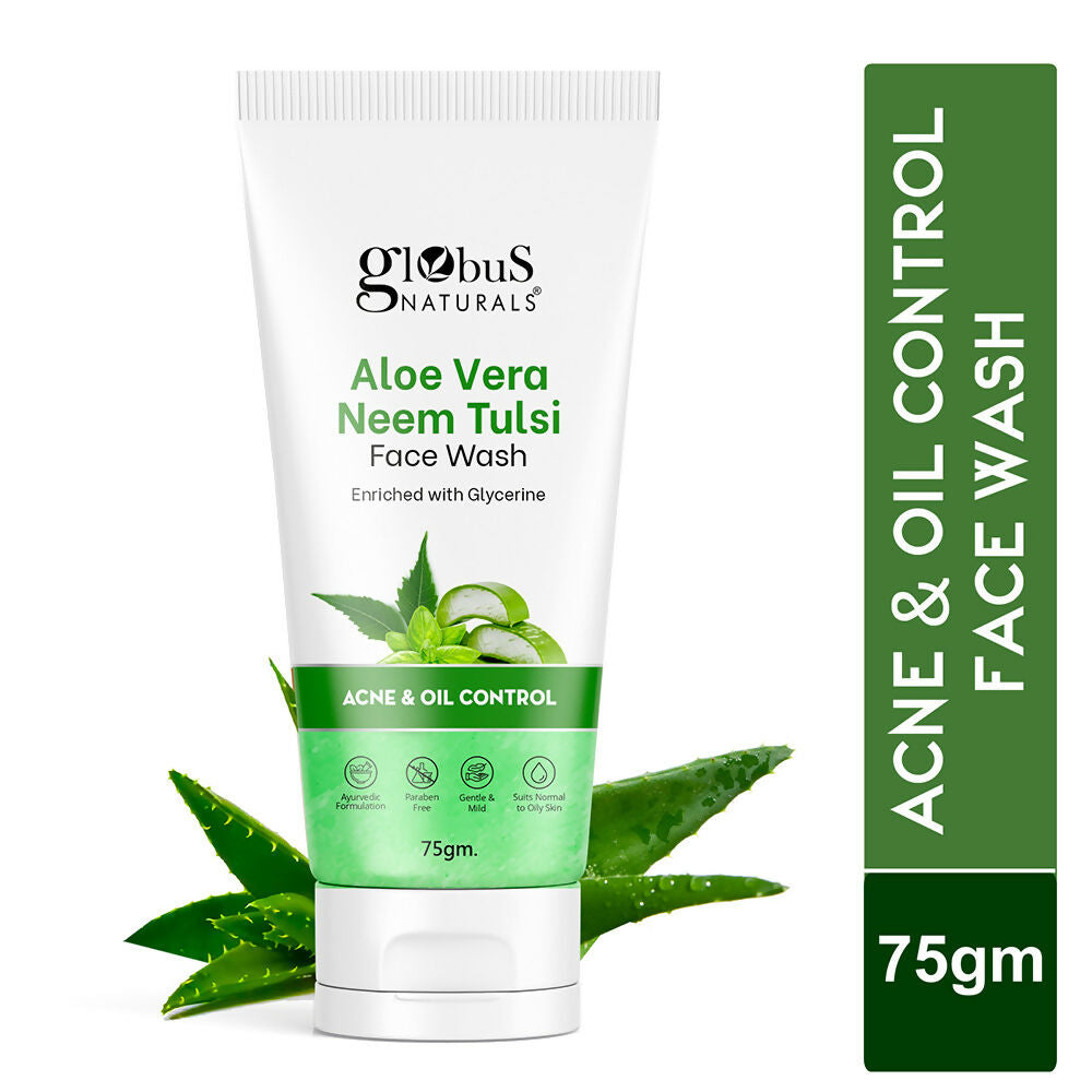 Globus Naturals Aloe vera Neem Tulsi Enriched With Glycerin & Oil Control Formula | Swadesiicart