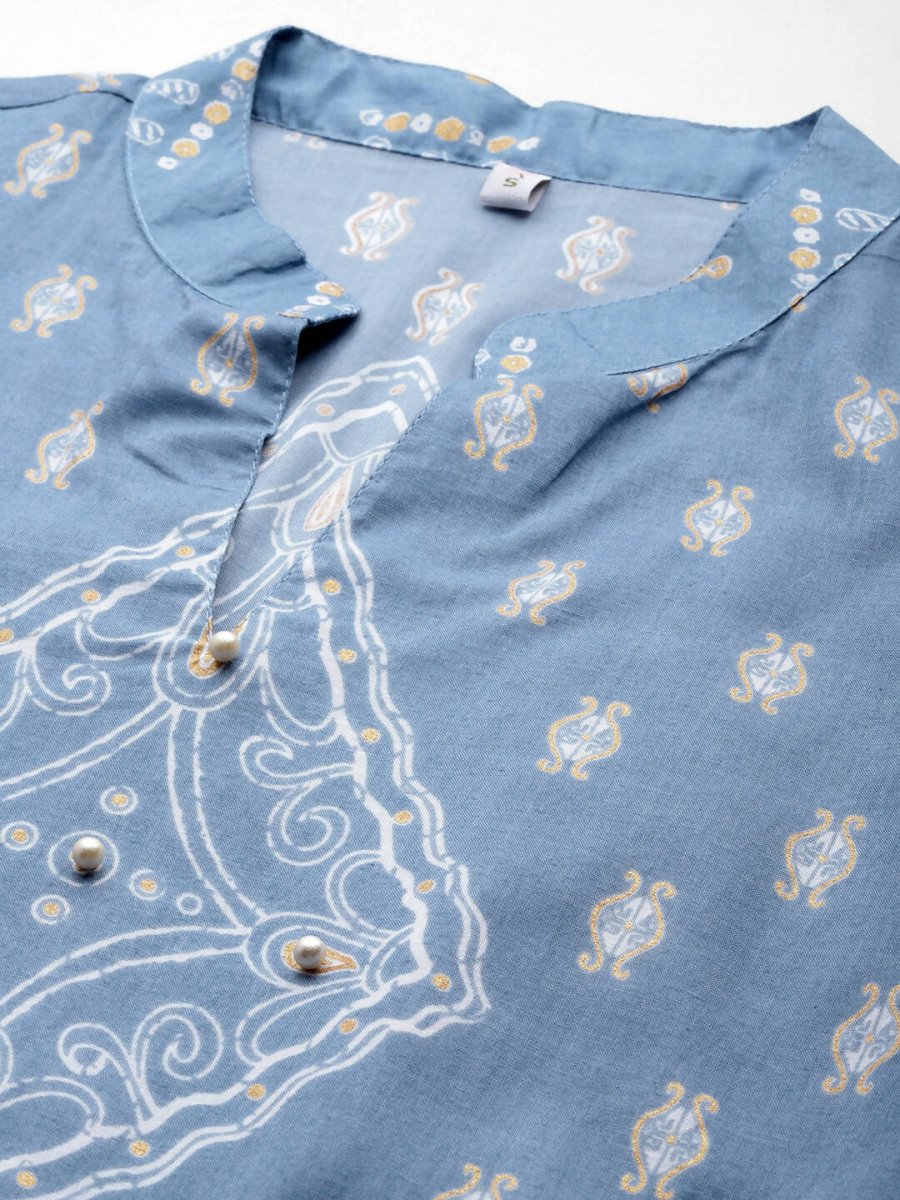 Ahalyaa Women's Traditional wear Kurta - Powder Blue | Swadesiicart