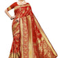 Vamika Banarasi Jaquard Red Weaving Saree | Swadesiicart