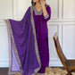 Partywear Designer ViscoseWine Stitched Suit With Dupatta - Tanisha | Swadesiicart