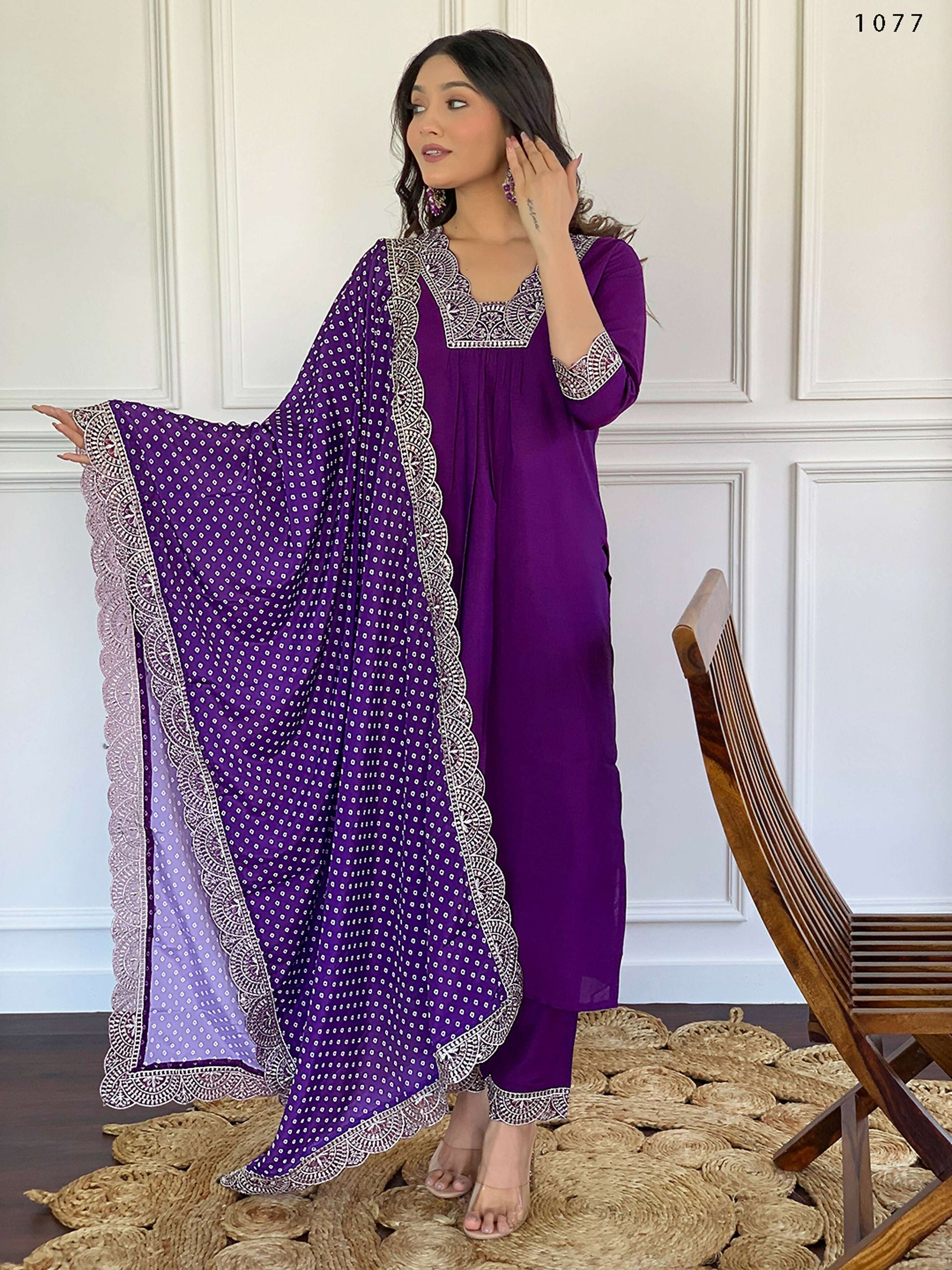 Partywear Designer ViscoseWine Stitched Suit With Dupatta - Tanisha | Swadesiicart