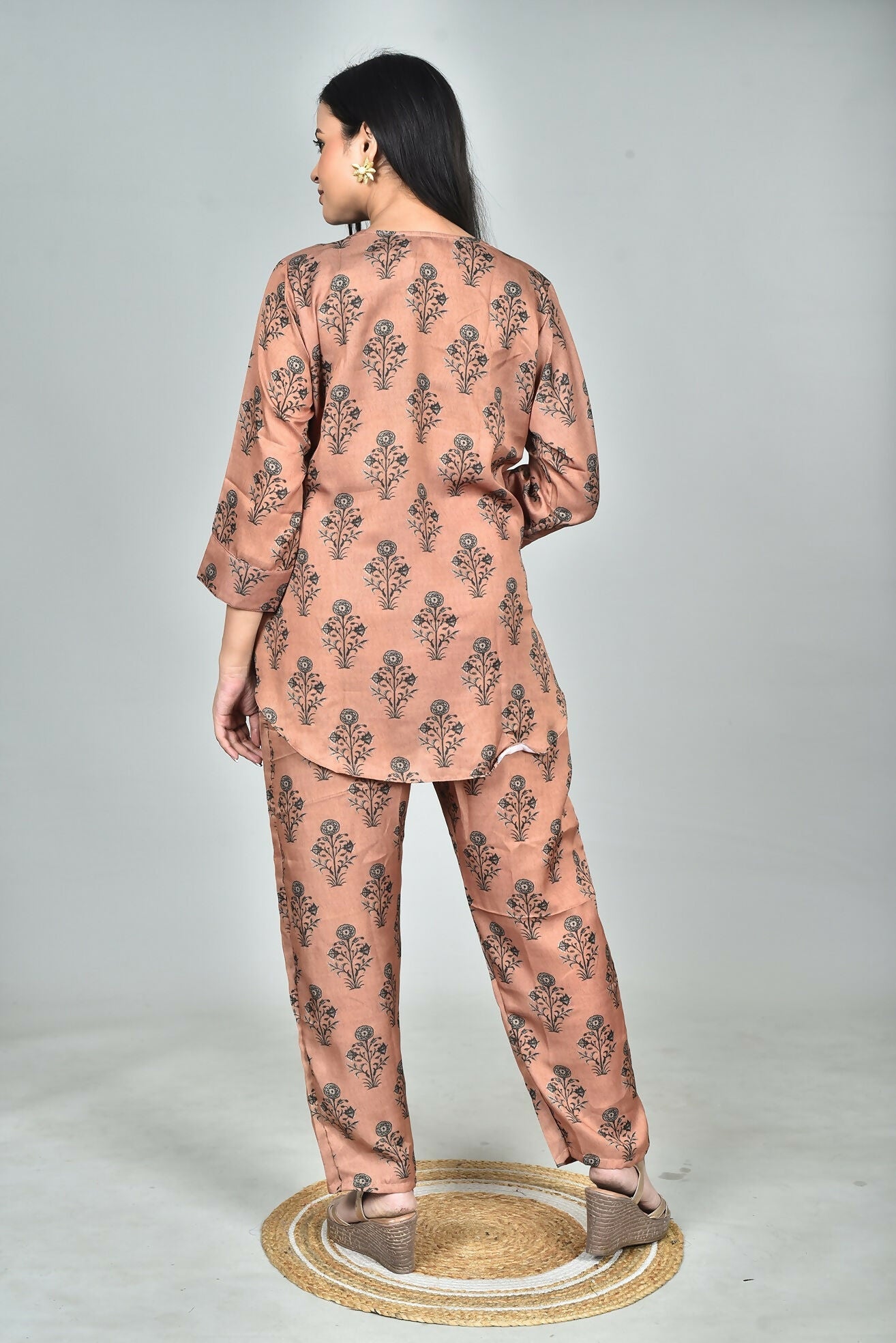 Morchari Digital Print Semi Muslin Co-Ord Set Top & Trouser-Multicolor - Swadesiicart
