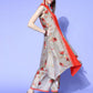 Ahalyaa Women Beige Colour Chanderi Digital Printed Kurta Palazzo Set | Swadesiicart