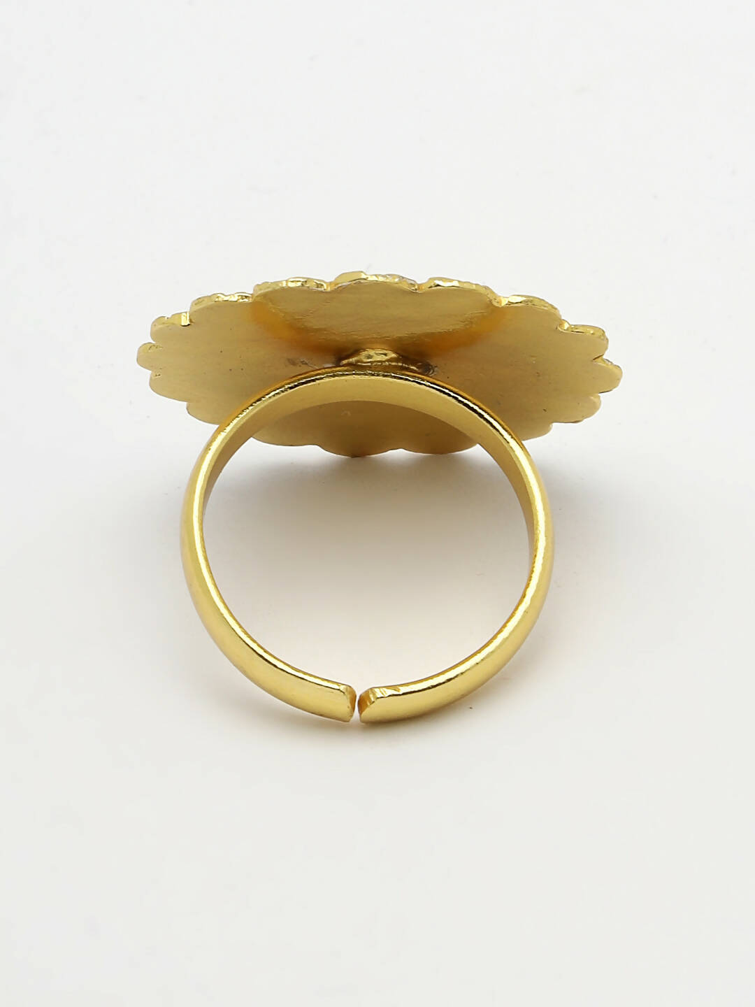 NVR Women Gold-Polished Circular Adjustable Finger Ring | Swadesiicart