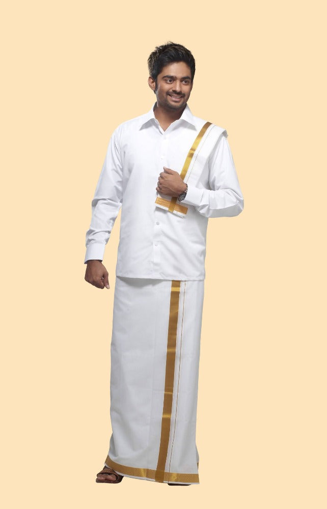 Rajavivaha Cotton White Color Dhoti | Swadesiicart