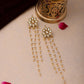 Ruby Raang Gold Long Kundan & Pearl Dangler Earrings | Swadesiicart