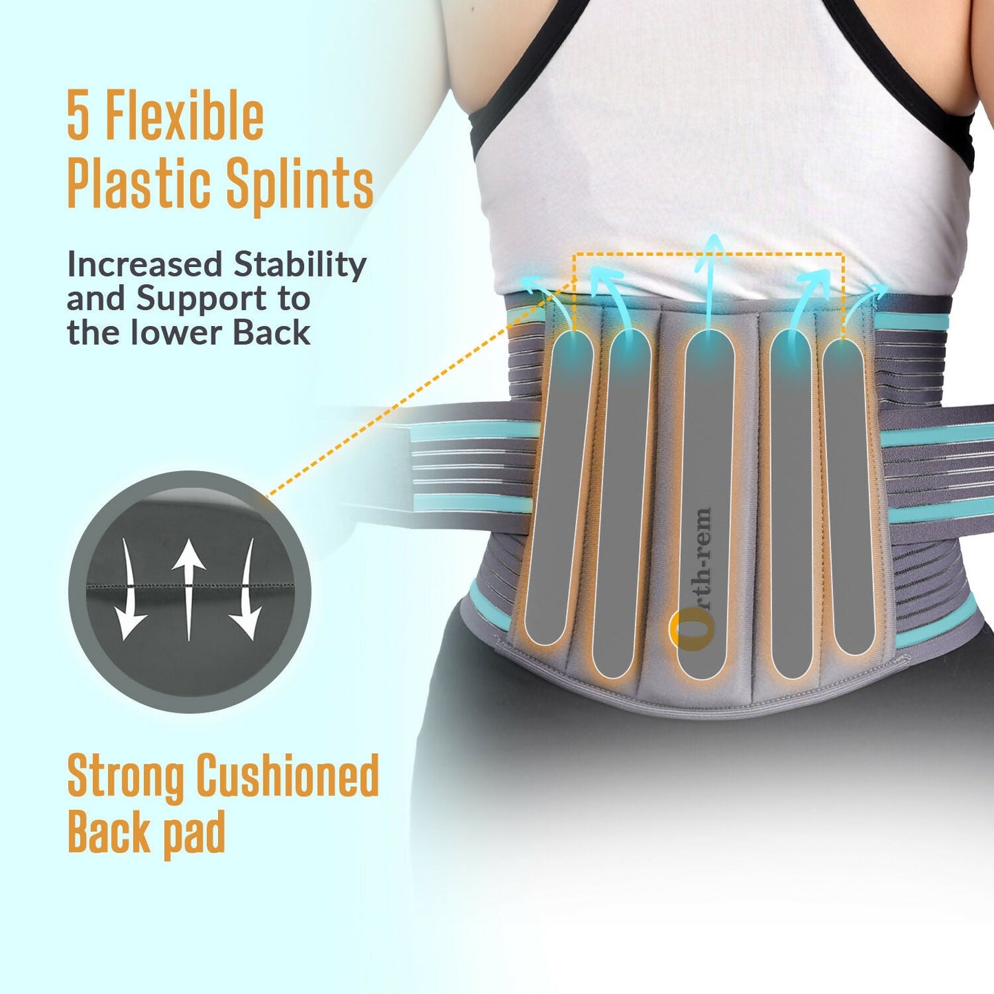Orth-rem Back Support Brace For Men & Women Lower Back Pain Relief Belt | Swadesiicart